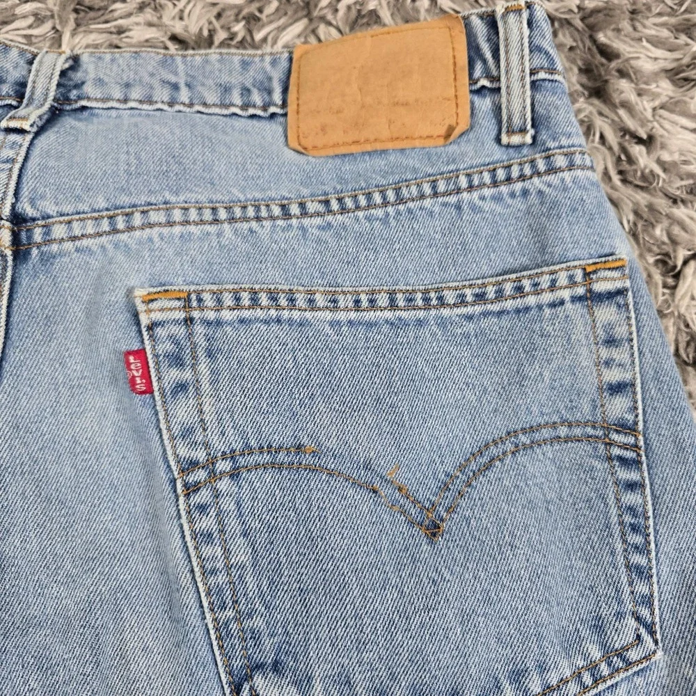 Levis 505 Regular Fit Straight Leg Jeans Mens 42x32 Light Wash Blue Vintage 90s